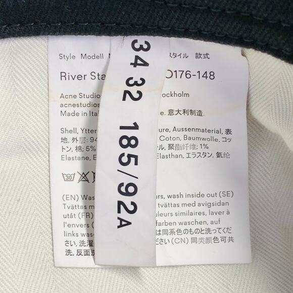 34 River Stay Black Twill Cotton Blend Tapered Slim Five Pockets Jeans - Picture 5 of 6